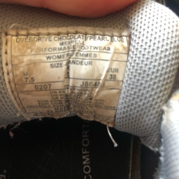 Merrell Overdrive chocolate/Pearl Blue trail running shoe Women's 7.5 - Picture 7 of 7